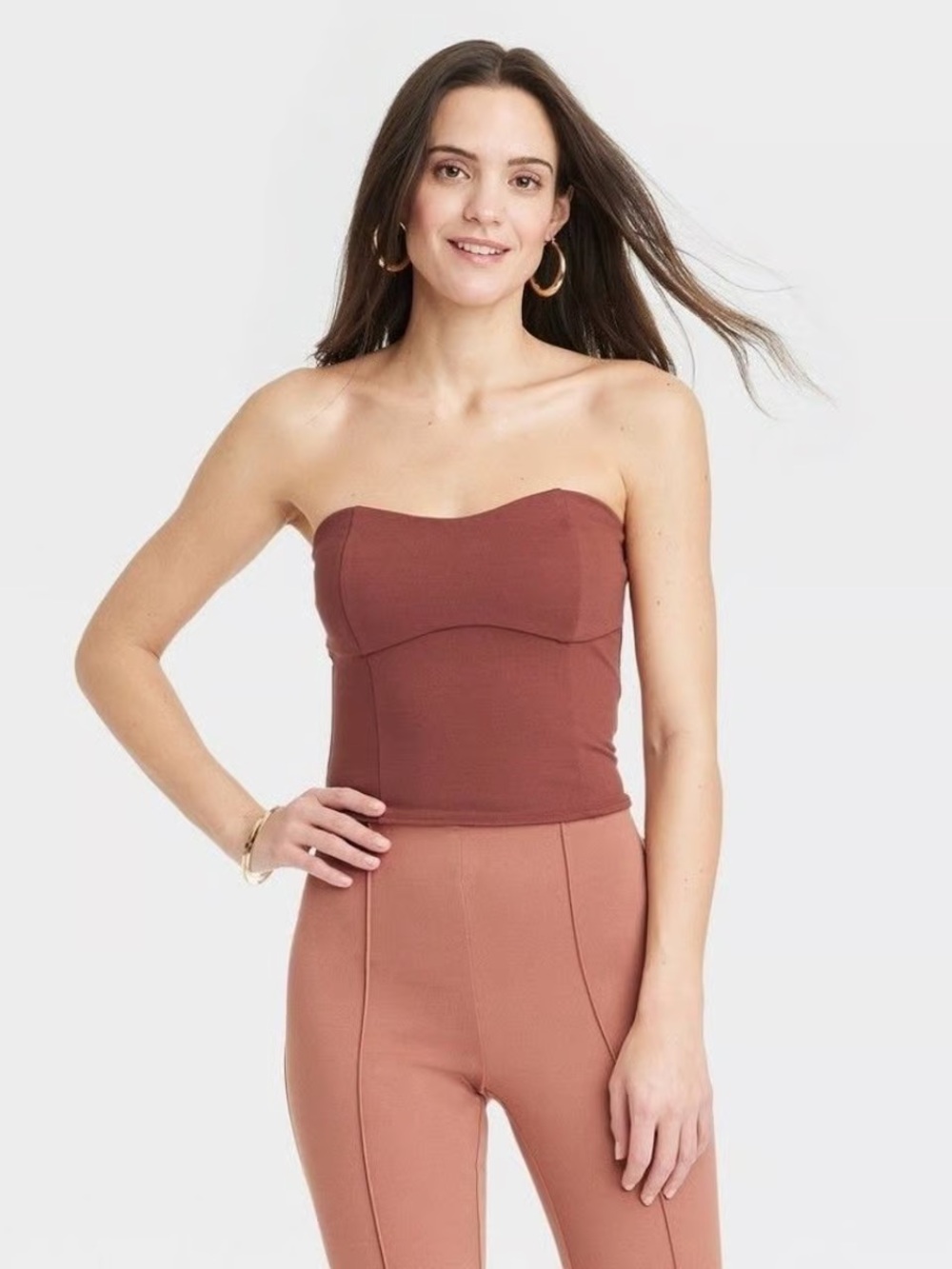 Women's Ponte Tube Top - A New Day™ Brown L & XL